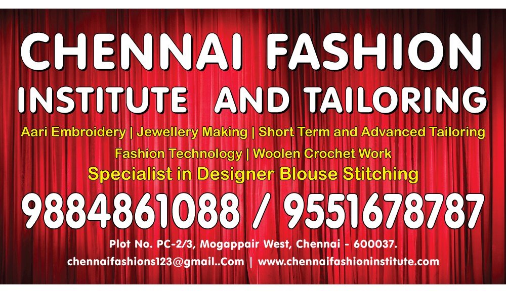 Tailor, Tailoring and Aari embroidery Classes at Week end offered in Chennai Mogappair